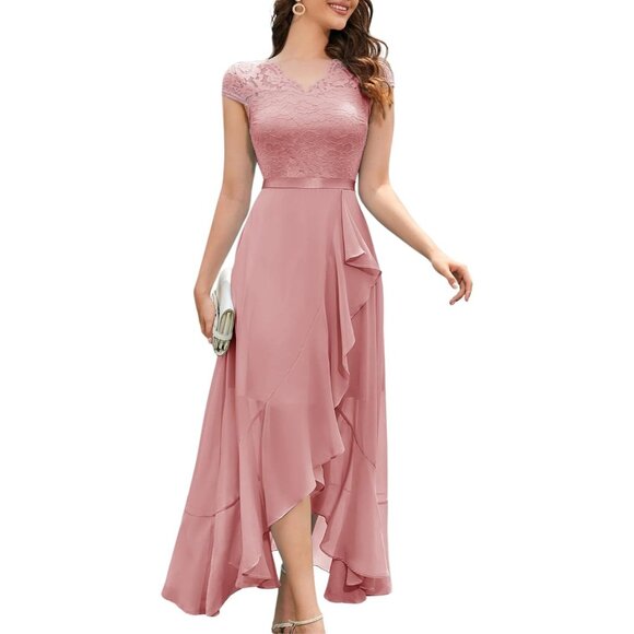 open lace back dress Cute A Line Sweetheart Spaghetti Straps Dusty Blush Party Dresses US16 / Custom Color